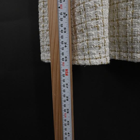 Simply Southern Tweed Puff Sleeve Dress Size M Square Neck Tiered Ivory Gold NEW - Picture 5 of 12